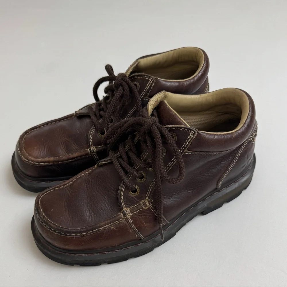 Vintage Dr. Martens 90s Brown Leather Chunky Lace Up Boots M Size 9 W Size 10